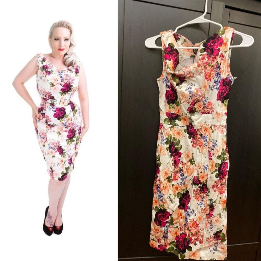 BNWT Hearts and Roses Floral Wiggle Dress, Small